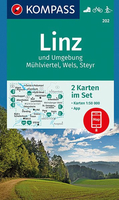 Linz and Environs - Mühlviertel - Wels - Steyr 2-Map Set Kompass 202