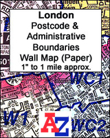 London A-Z Postcode & Administrative Boundaries Wall Map PAPER