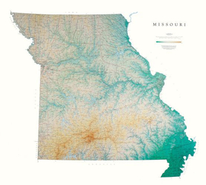 Missouri State Physical Wall Map