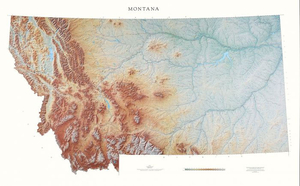 Montana State Physical Wall Map