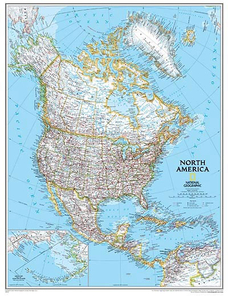 North America NGS Classic Wall Map ENCAPSULATED
