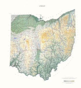 Ohio State Physical Wall Map