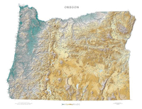 Oregon State Physical Wall Map