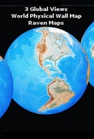 Raven Maps 3 Global Views Physical World Wall Map