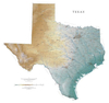 Texas State Physical Wall Map