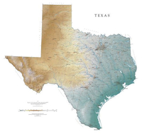 Texas State Physical Wall Map