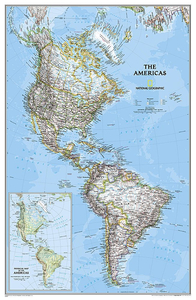 The Americas NGS Classic Wall Map ENCAPSULATED