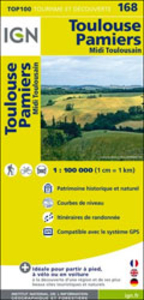 Toulouse - Pamiers - St Gaudens IGN Top100 Map 168