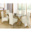 Bentley Designs Lyon Oak Glass Dining Set with Ivory Chairs