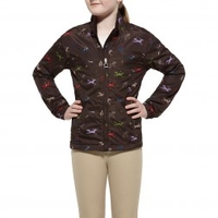 Ariat Childs Laurel Brown Horse Print Jacket (Colour: Brown,  Size: XS)