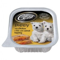 Cesar Puppy Toppings with Chicken & Rice with Carrot Topping Single Tray 100 g