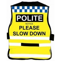 EquiSafety Polite Air Waistcoat - Please Slow Down (Colour: Flourescent,  Size: M)