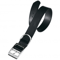 Ferplast Natural Leather Collar Black 25/45cm (Size: 25/45cm)