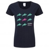 Harry Hall Ladies Navy Honeywell Printed T-Shirt (Colour: Navy,  Size: 8)