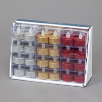 12 Pack Red,  Silver And Gold Glitter LED Tea Light Display