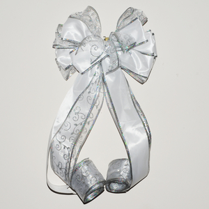 1.2m Silver Tree Top Bow Decoration