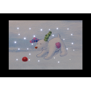 15cm x10cm The Snowdog "Playing Ball" Illuminated Wall Canvas