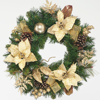 1.5ft Wreath with Gold Lattice & Gold Poinsetta