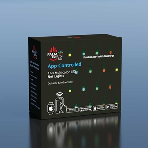 160 Multi-Coloured Palm Control LED App Controlled Christmas Net Lights