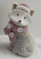 17.5cm Frosted Sitting Fox