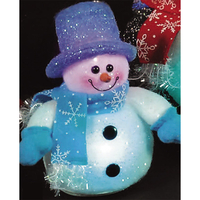 17cm Illuminated Colour changing Snowman in a Blue Top Hat