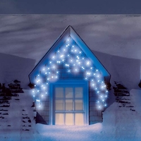 180 Electric Blue and Ice White Snowing Outdoor Icicle LED Christmas Lights