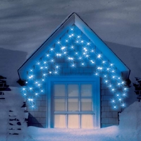 180 Electric Blue Snowing Icicle LED Christmas Lights