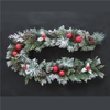 180cm Garland With Flocked Mixed Leaves,  Red Baubles & Berries