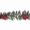 180cm Green Garland with Burgundy Poinsettias