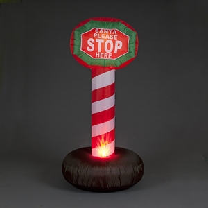 180cm Inflatable Lit Santa Please Stop Here Sign