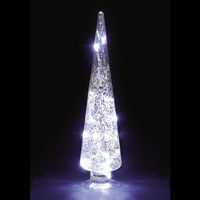 18in/45cm Silver Glass Cone Tree with 20 Ice White LEDs