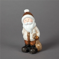 22cm Ceramic Copper Santa With Glitter Gift Sack