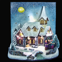 24cm Snowy Church Scene with Carollers