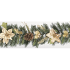 2.6ft Swag with Gold Poinsettia & Natural Cones