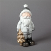 28cm Ceramic Silver Santa With Glitter Tree