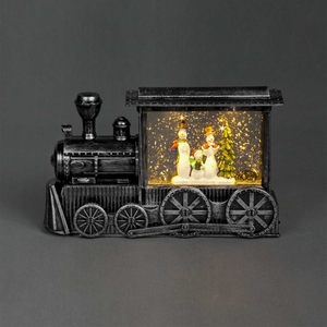 29 cm Battery Operated LED Water Train With Three Snowmen