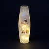 30cm Lit Glass Vase With Snowman & Cats Scene With 10 Warm White LEDs