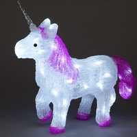 33cm Acrylic Standing Unicorn With 40 Ice White LEDs