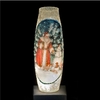 39cm Lit Slim Glass Vase Santa With Snowman Design