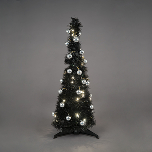 3ft Pop-Up Black Christmas Tree with 25 Battery Operated Warm White LEDs