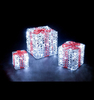 3pc Set LED Acrylic Gift Boxes White Box LED & Red Bow