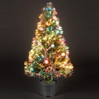 4ft/120cm Coloured Bauble Fibre Optic Christmas Tree