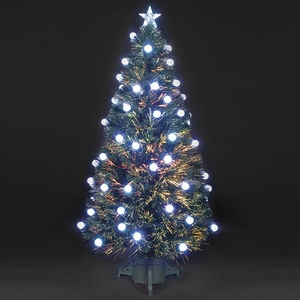 5ft/150cm Colour Changing Spangled Bauble Fibre Optic Christmas Tree