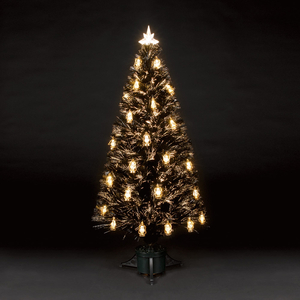 5ft/150cm Gold Lantern Black Fibre Optic Christmas Tree
