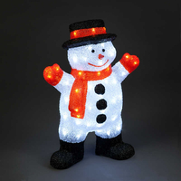 60cm Acrylic Snowman with Black Hat,  Red Scarf and Mitens