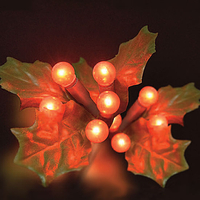 6.5ft String of 50 Red Holly Berry Christmas Lights