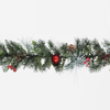 6ft Flocked Garland with Red Baubles and Berries
