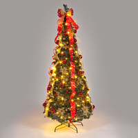 6ft Pre-Decorated Bauble Pop-Up Christmas Tree with Warm White LEDs