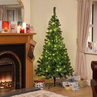 6ft Pre-Lit Dual Colour Warm White & Multicoloured Christmas Tree