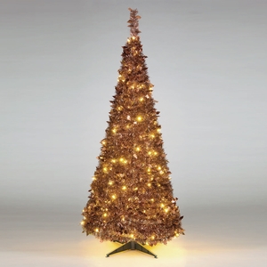 6ft Pre-lit Warm White LED brown Holly Pop Up Tree